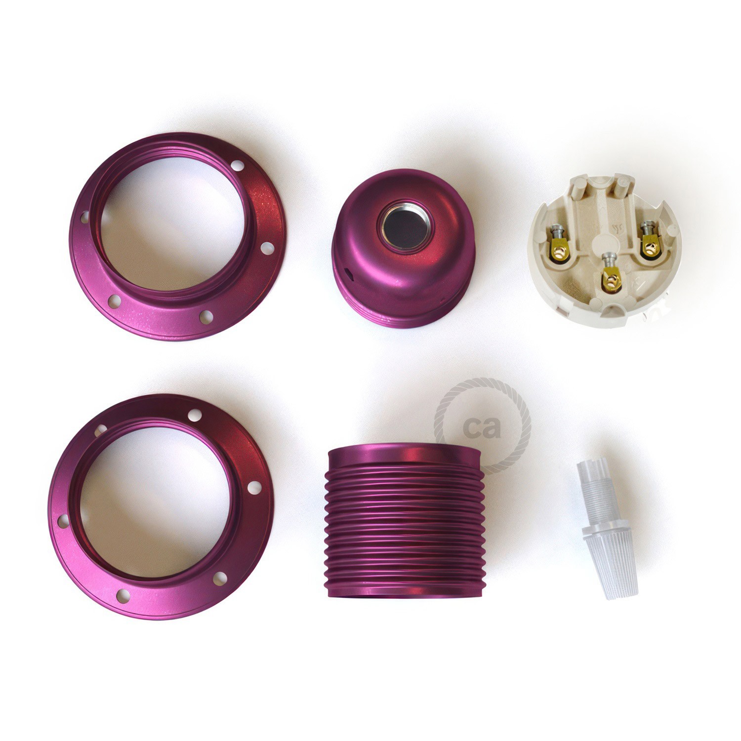 E27 metal lamp holder kit with double ring nut for lampshade