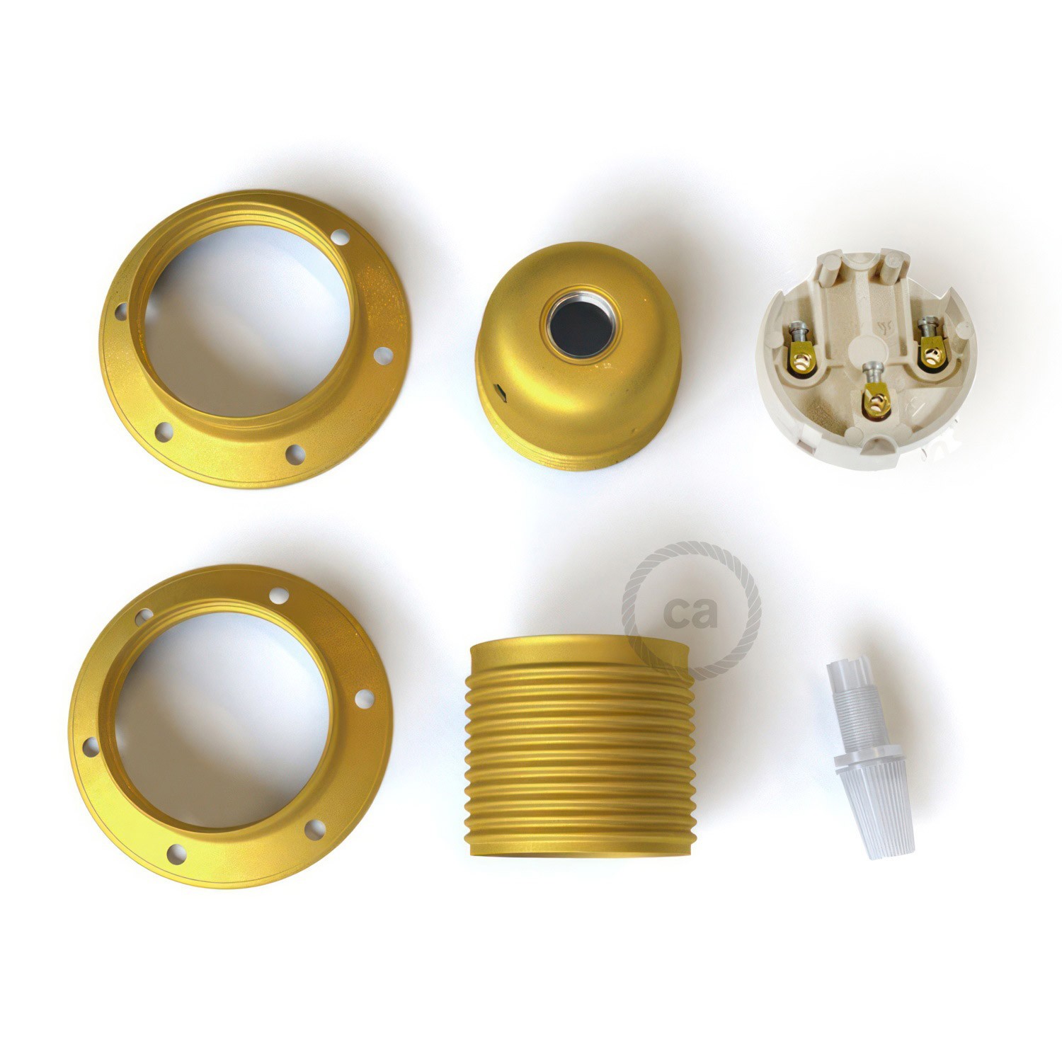 E27 metal lamp holder kit with double ring nut for lampshade