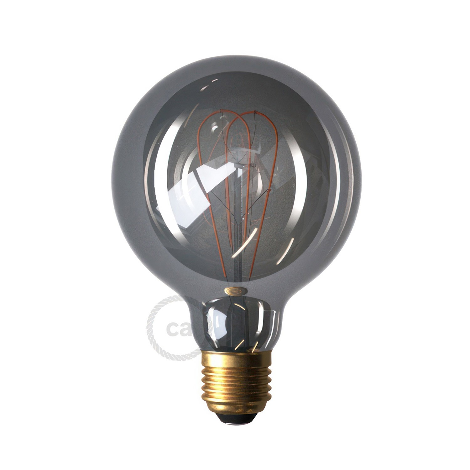 LED Smoky Light Bulb - Globe G95 Curved Double Loop Filament - 5W 120Lm E27 1800K Dimmable