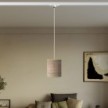 Track pendant lamp with textile cable and raffia Cilindro lampshade