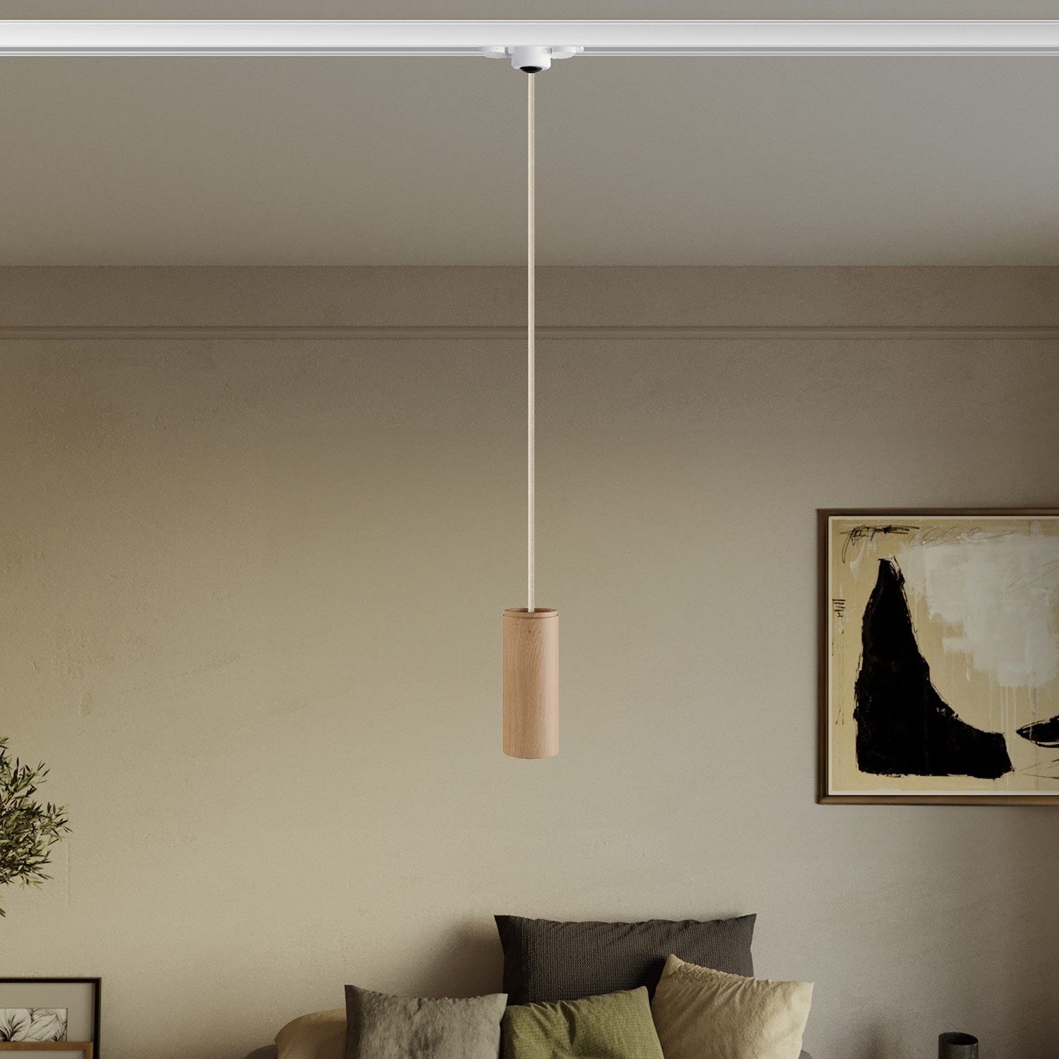 Track pendant lamp with textile cable and Tub-E14