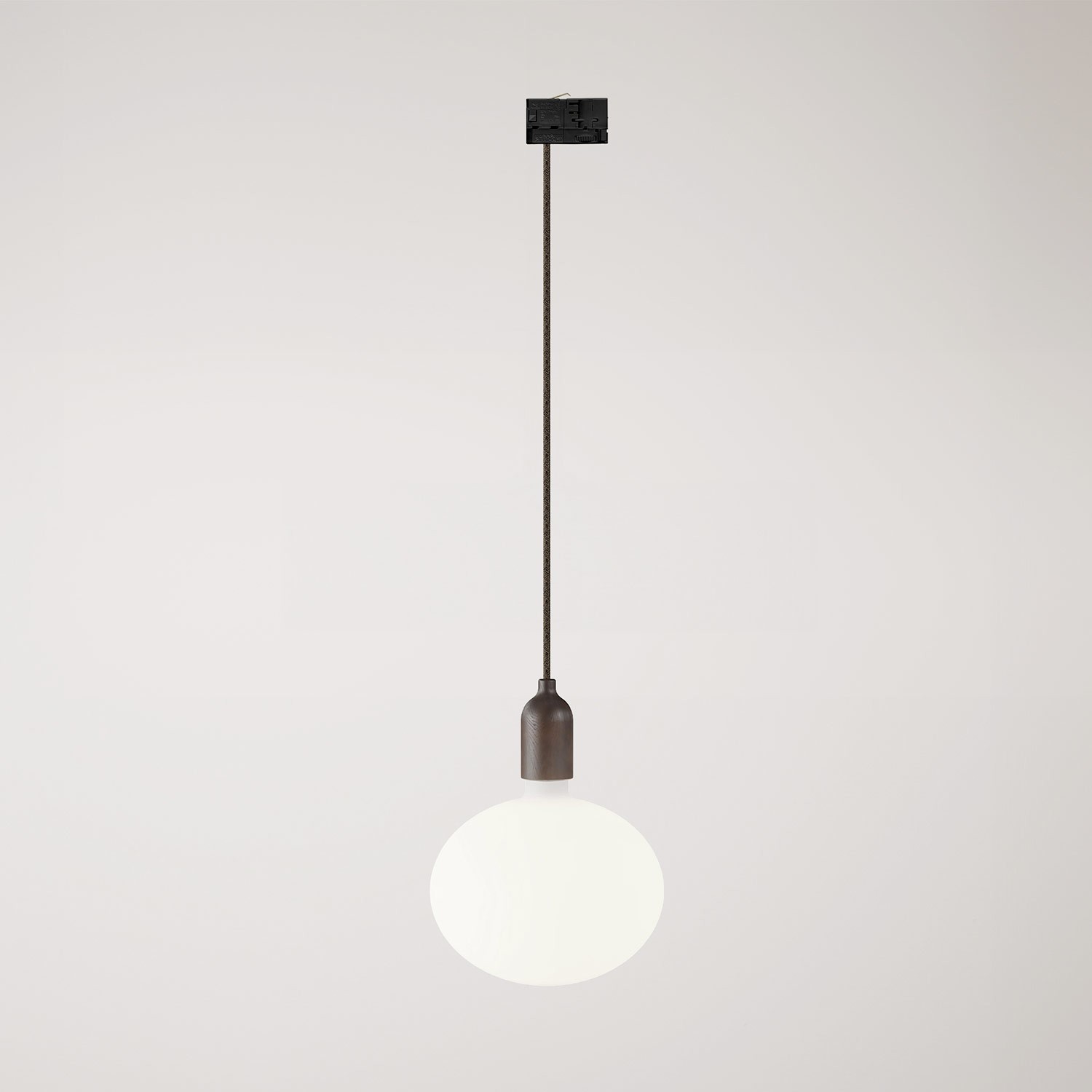 Track pendant lamp with wooden lamp holder