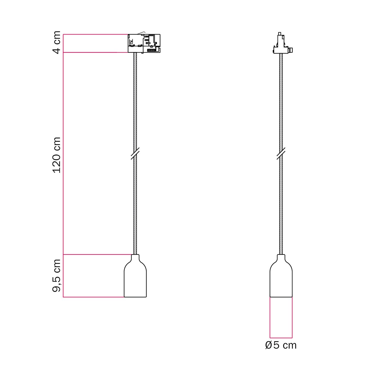 Track pendant lamp with wooden lamp holder