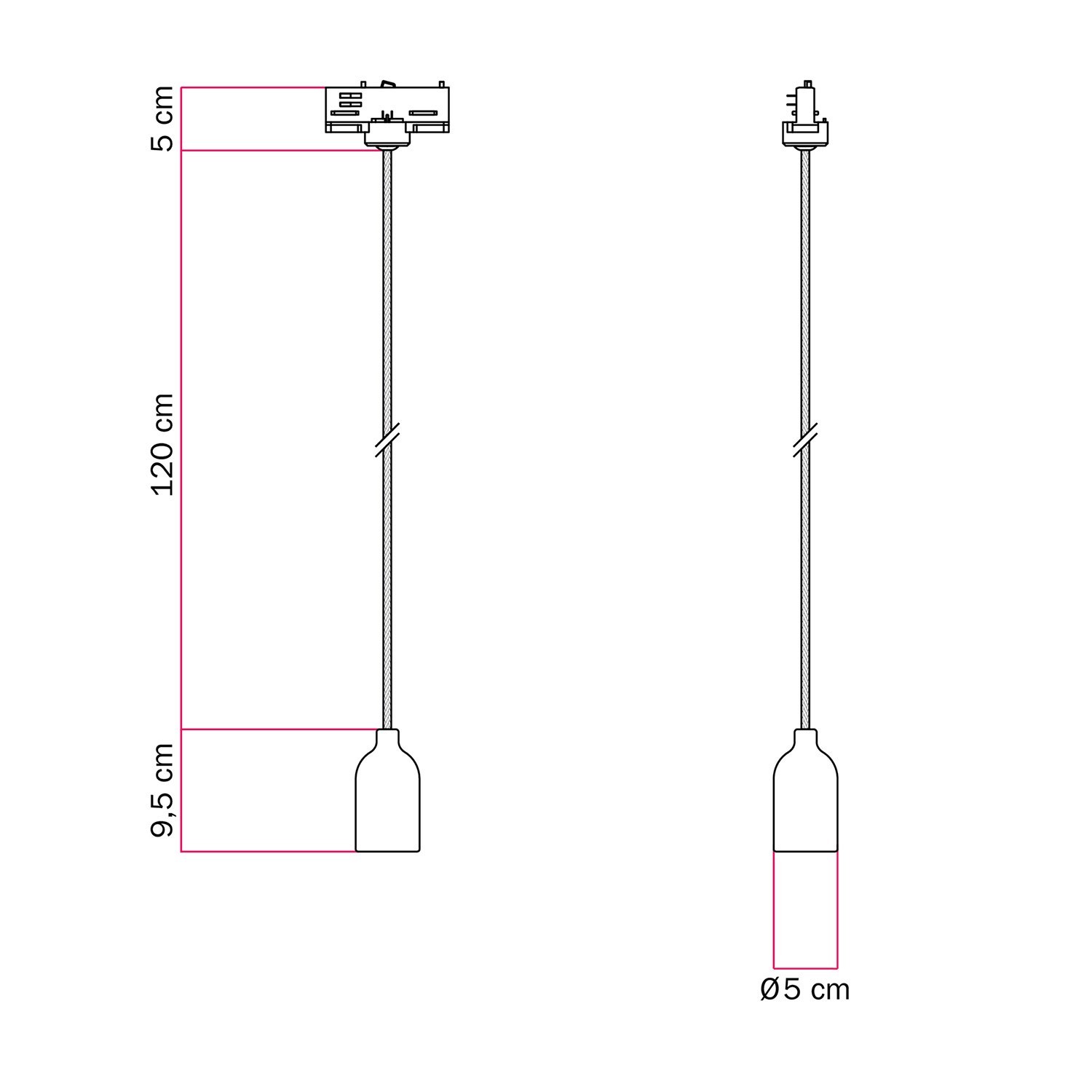 Track pendant lamp with wooden lamp holder