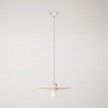 Wooden track lamp with textile cable and UFO lampshade