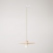 Wooden track lamp with textile cable and UFO lampshade