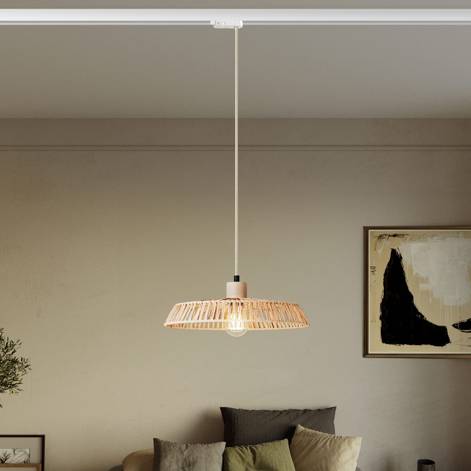 Track lamp with raffia shade Moorea