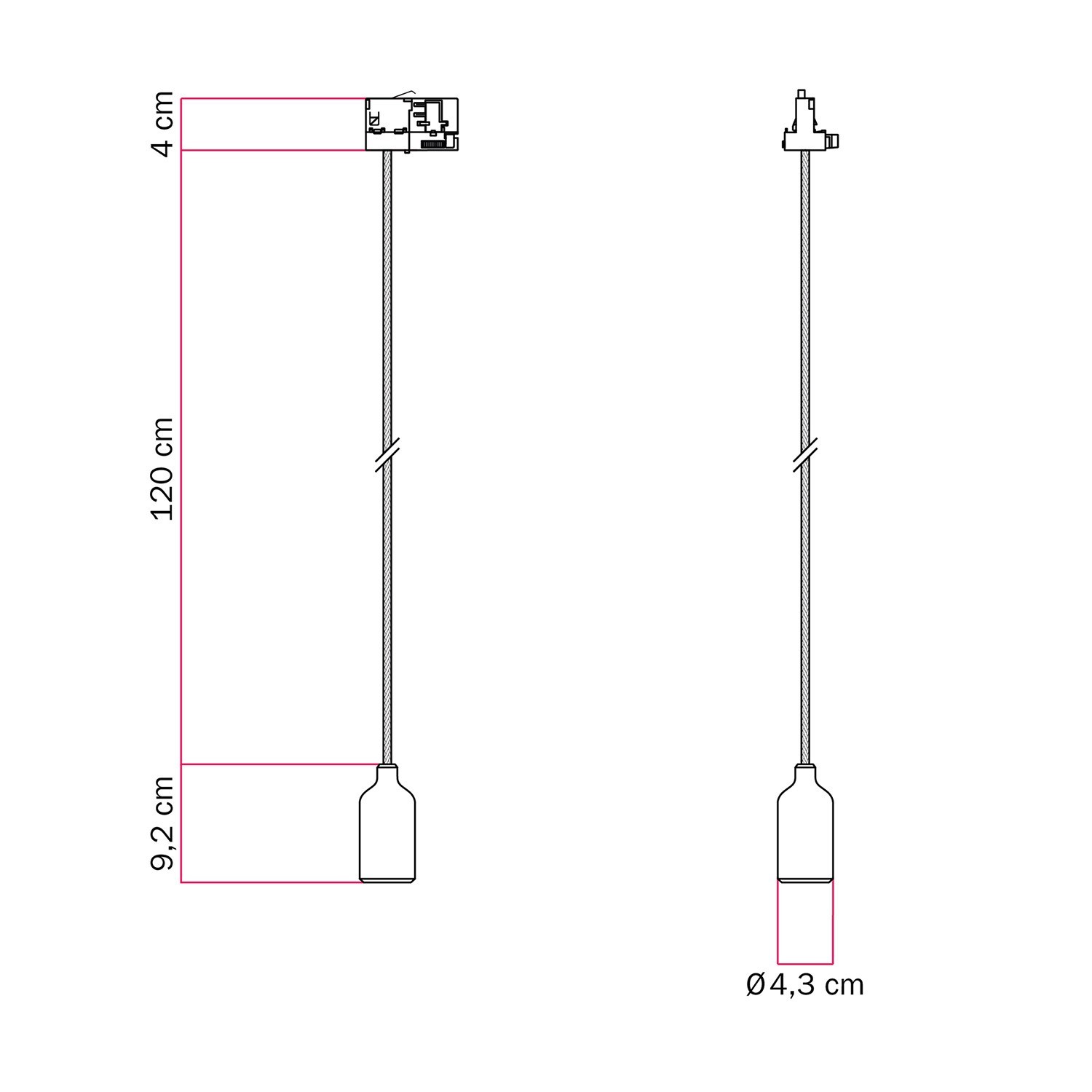 Silicone track pendant lamp with textile cable