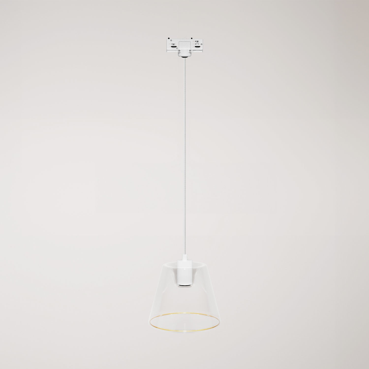 Suspension lamp with transparent cone Ghost bulb for tracks