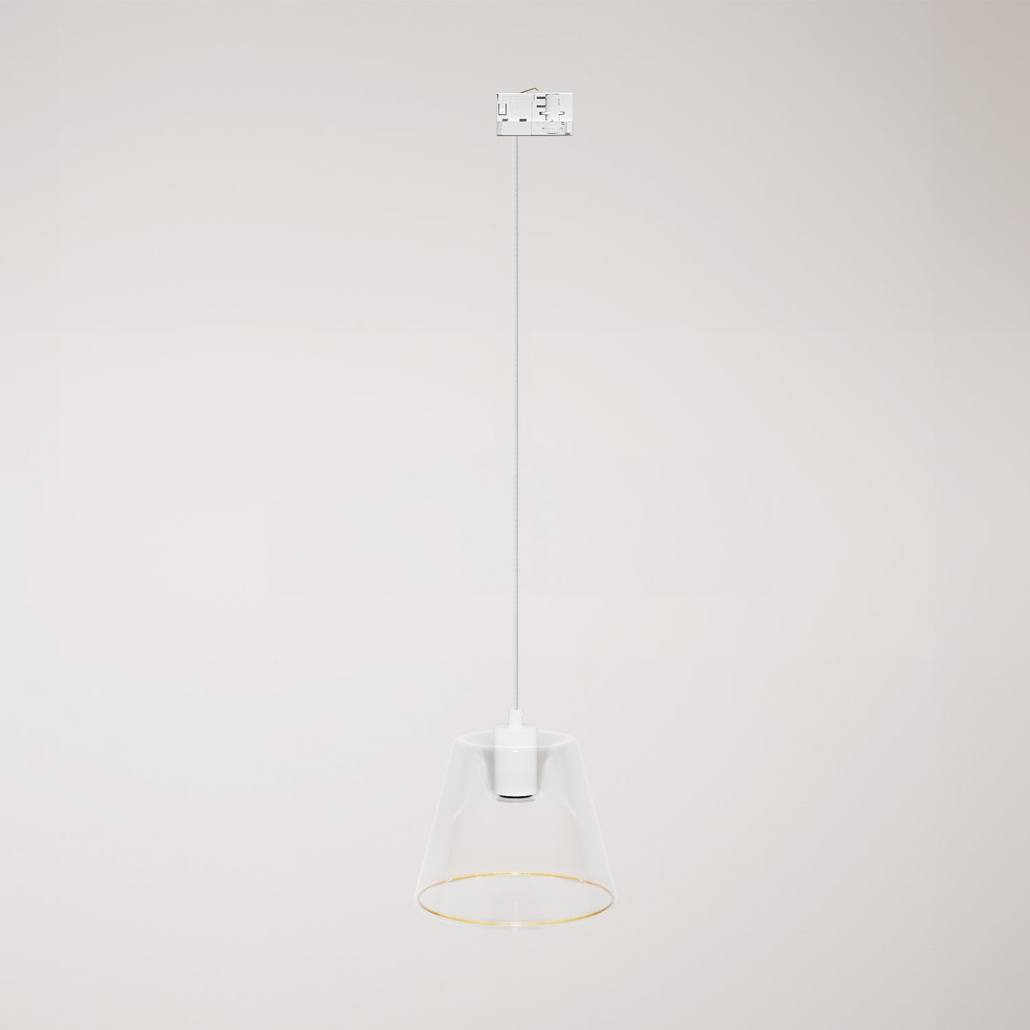 Suspension lamp with transparent cone Ghost bulb for tracks