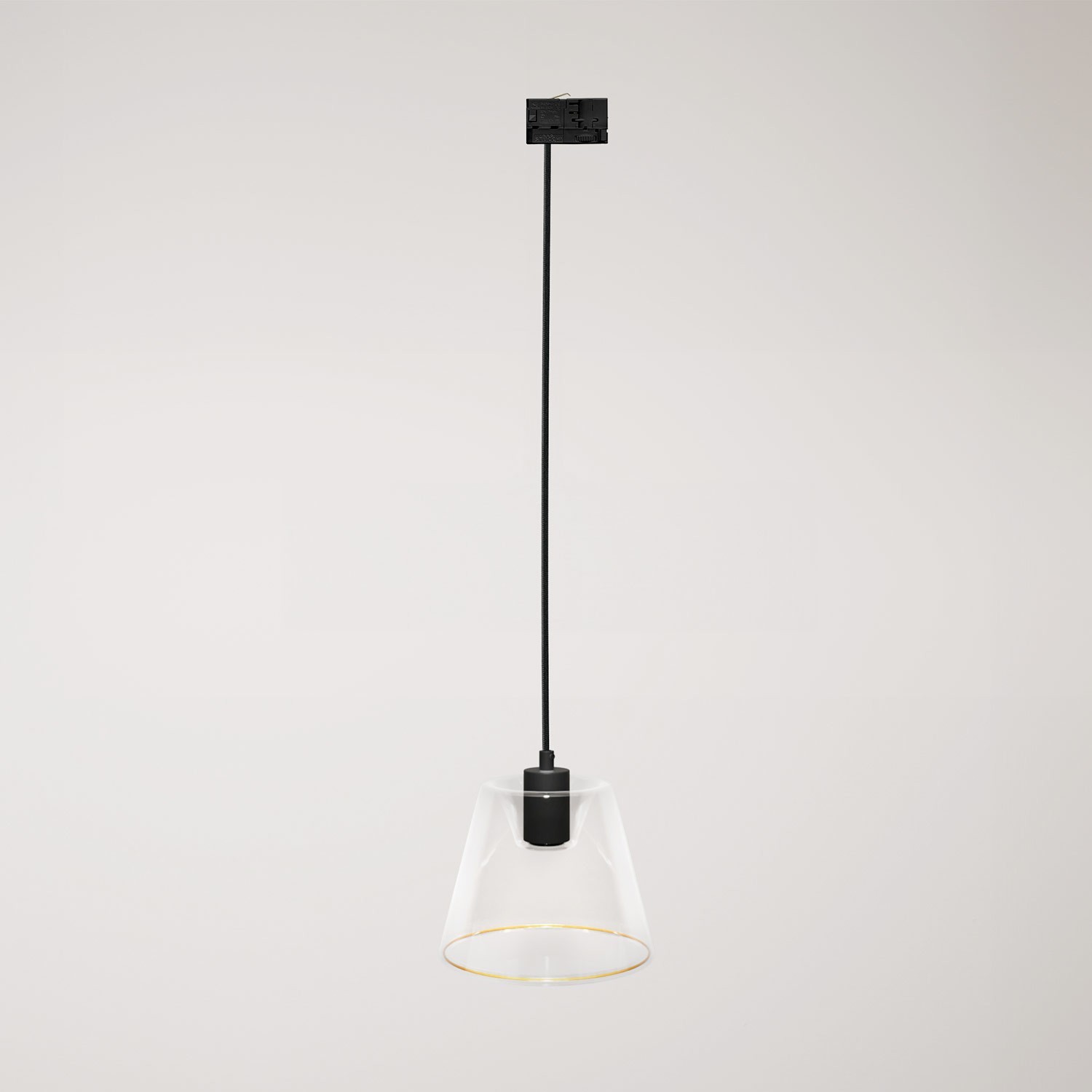 Suspension lamp with transparent cone Ghost bulb for tracks