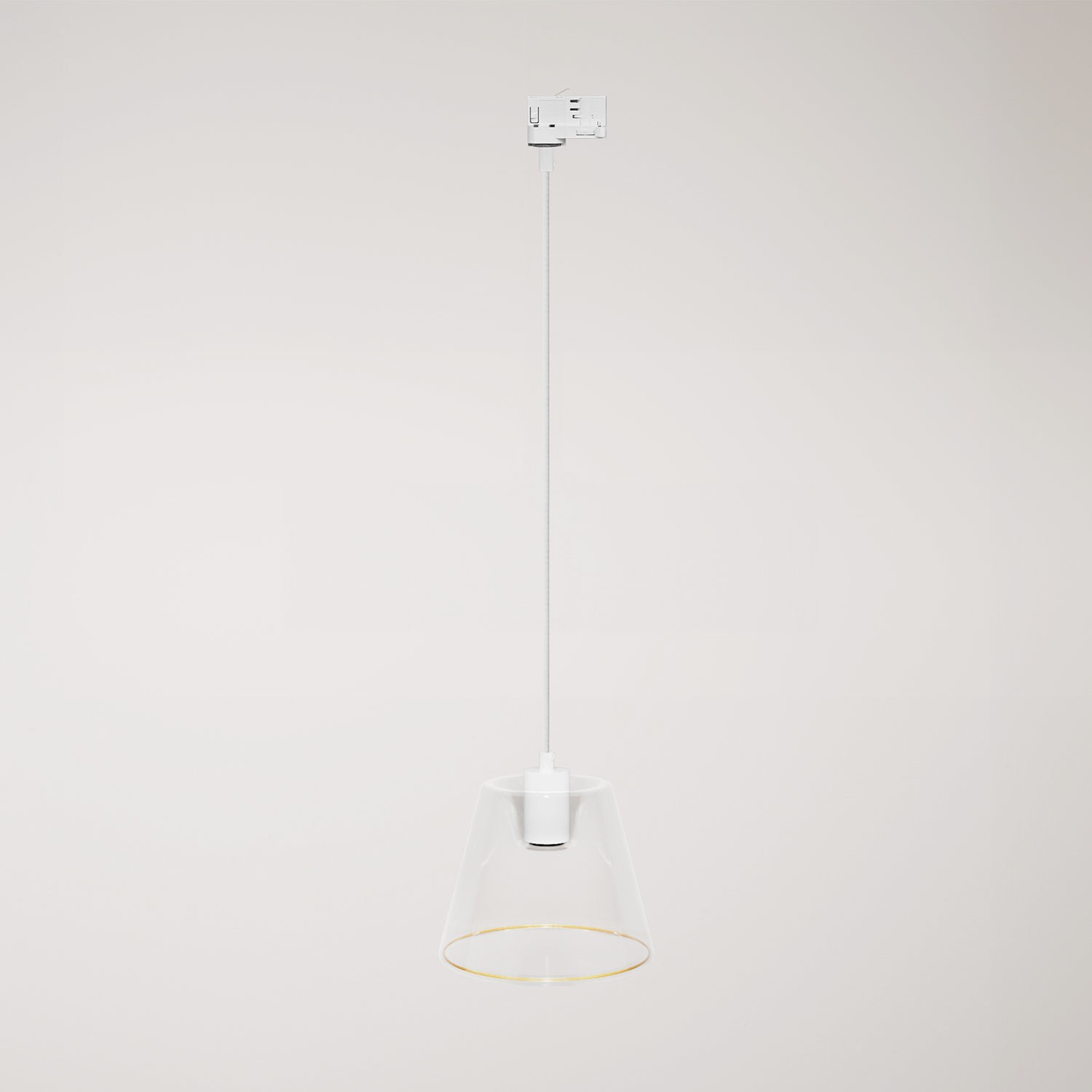 Suspension lamp with transparent cone Ghost bulb for tracks