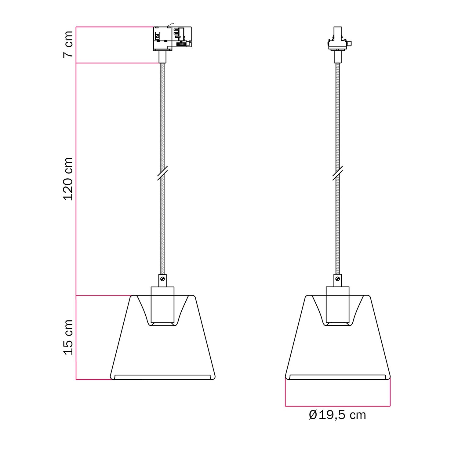 Track suspension with smoky cone Ghost bulb