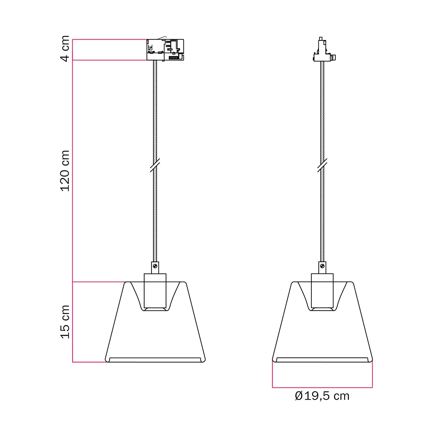 Track suspension with smoky cone Ghost bulb