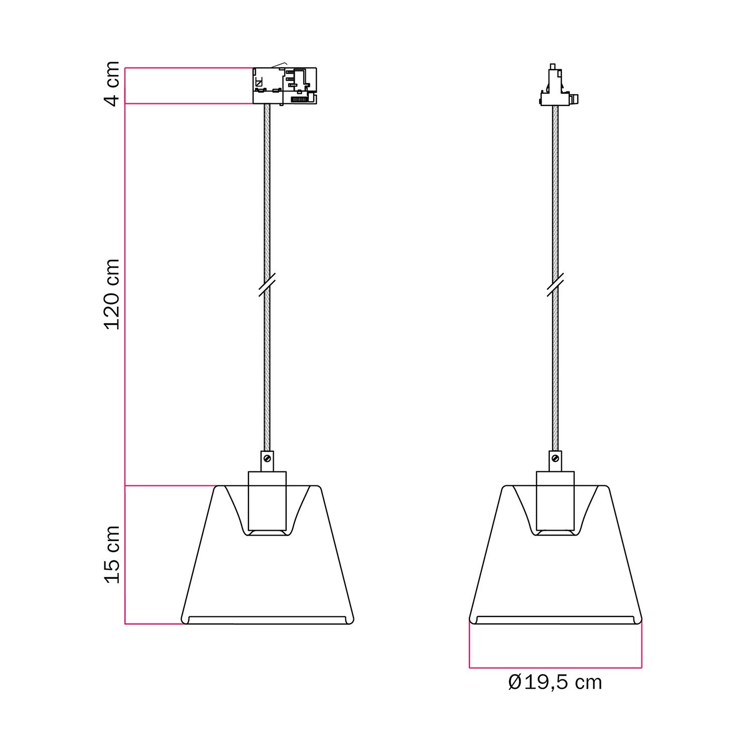 Track suspension with smoky cone Ghost bulb