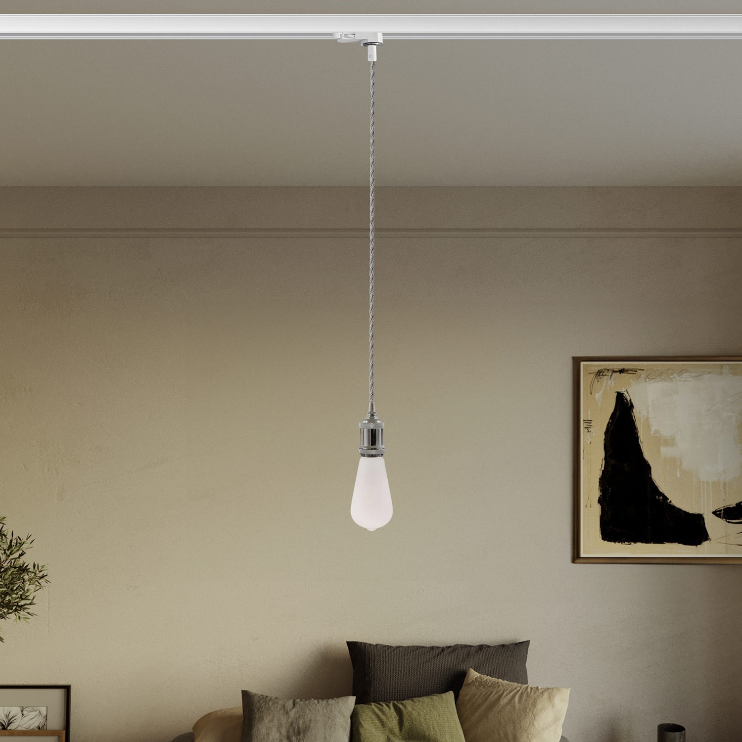 Vintage track pendant lamp with braided cable