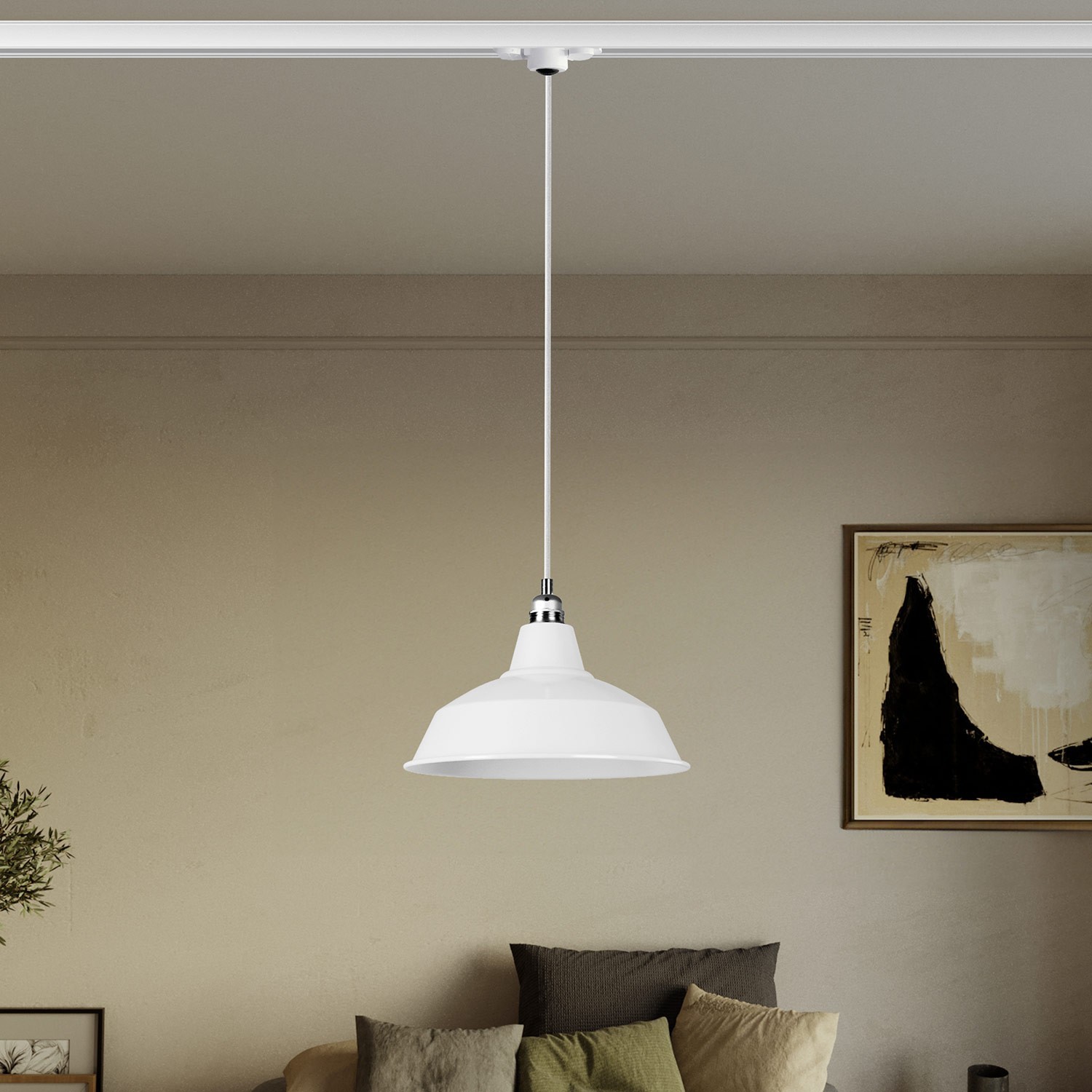 Bistrot pendant lamp with track shade