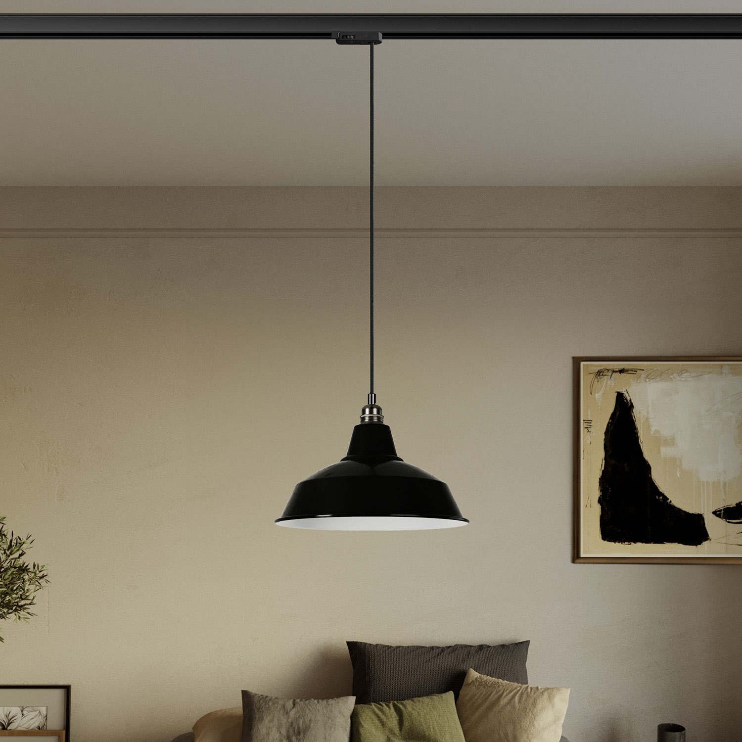 Bistrot pendant lamp with track shade