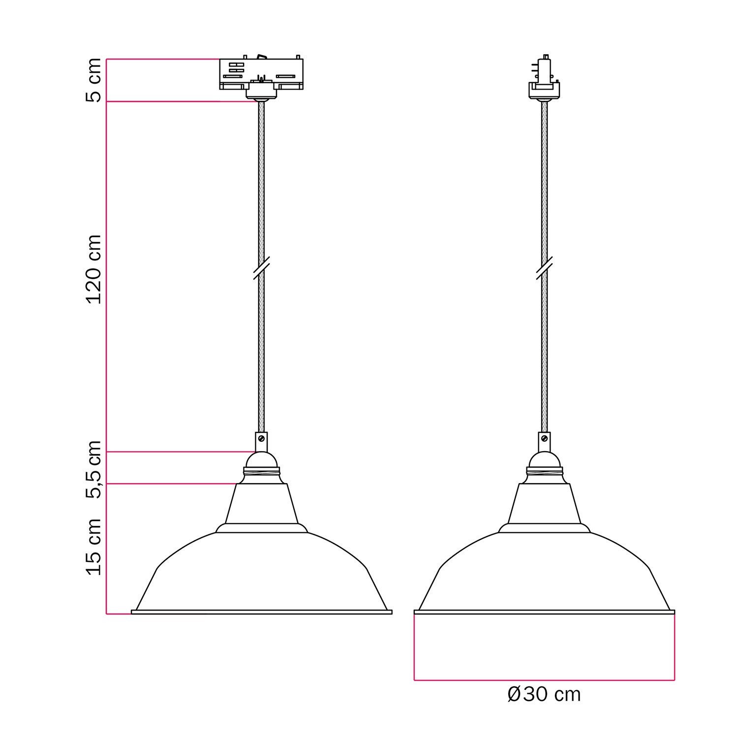 Bistrot pendant lamp with track shade