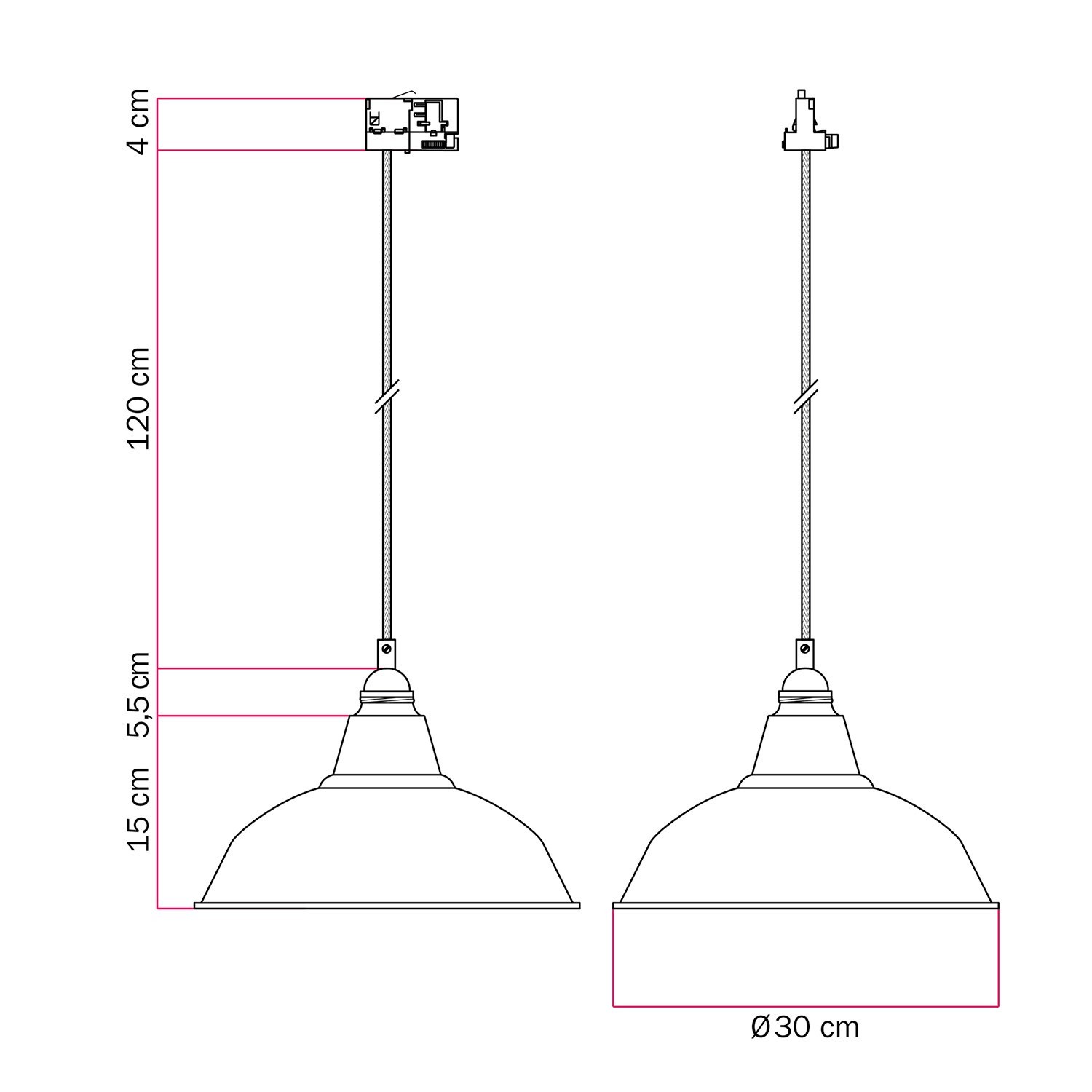 Bistrot pendant lamp with track shade