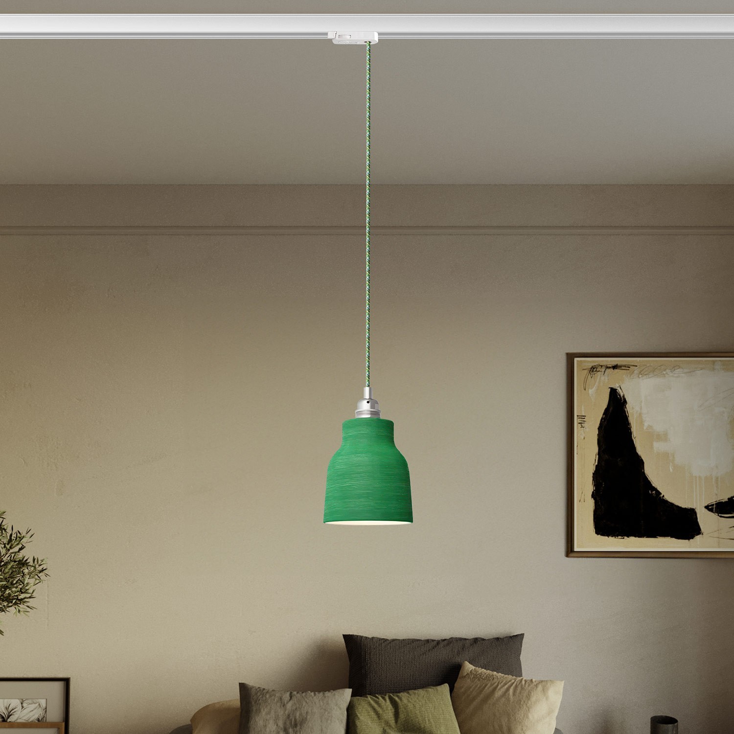 Pendant lamp with shade Vaso and track adapter