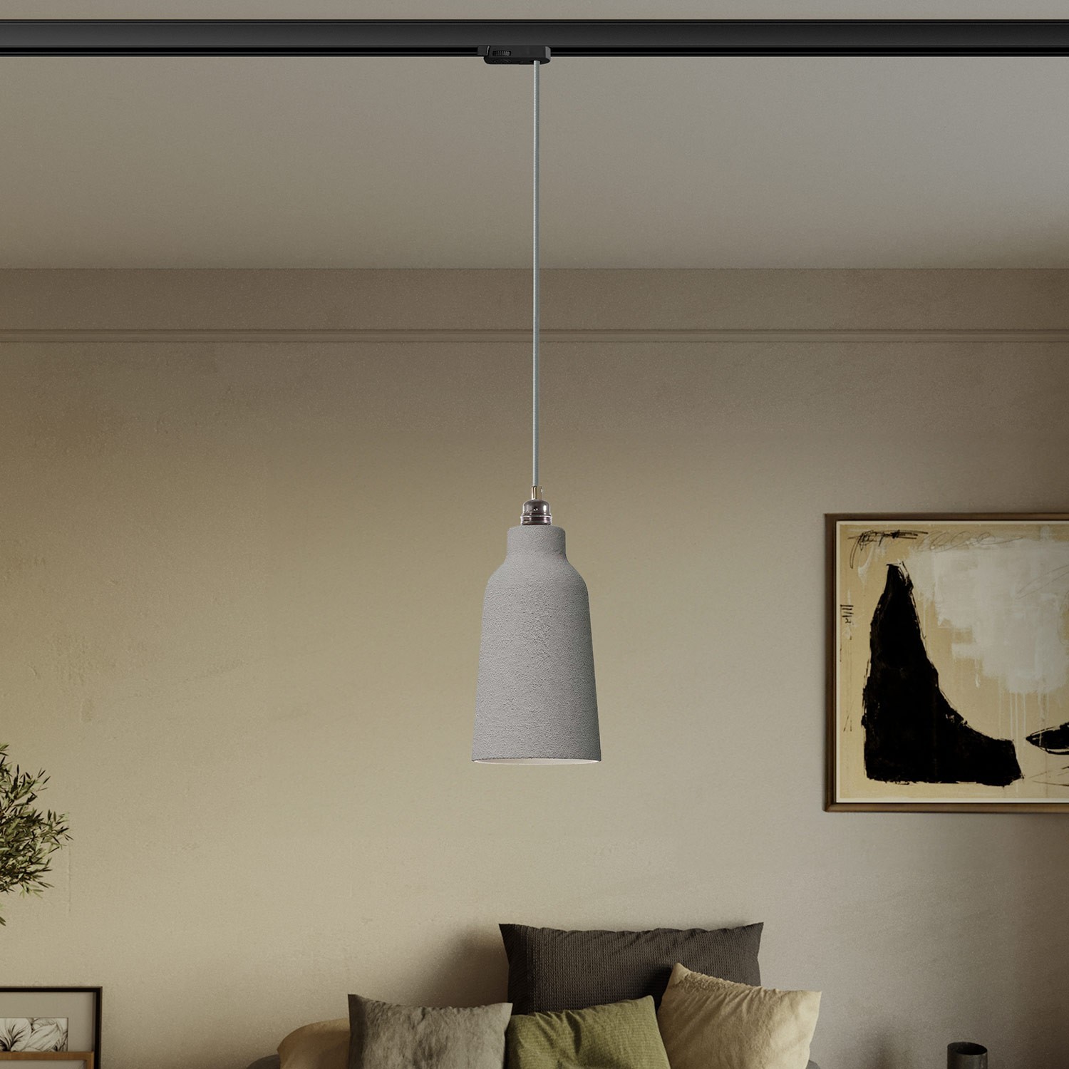 Pendant lamp with Bottiglia shade and track adapter