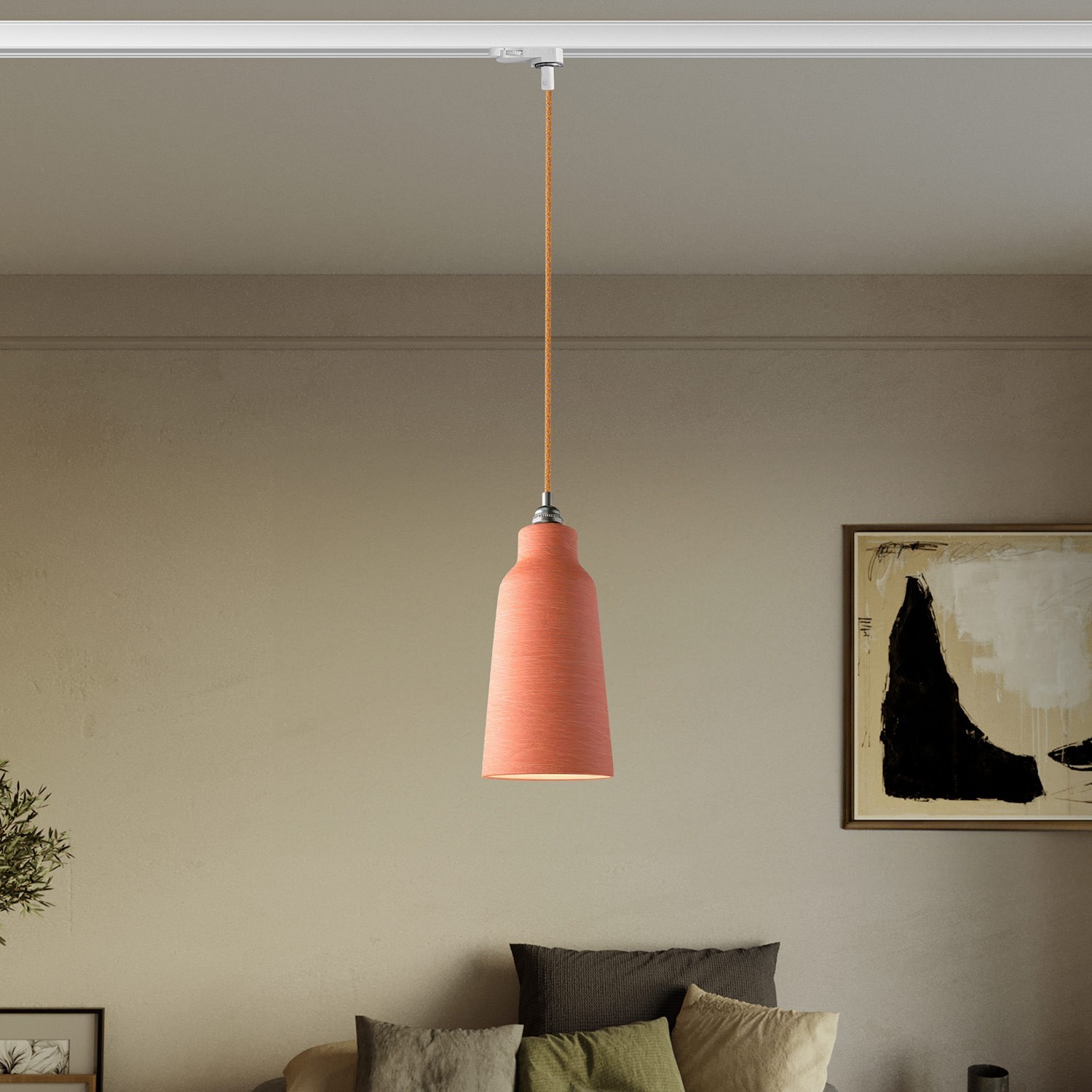 Pendant lamp with Bottiglia shade and track adapter