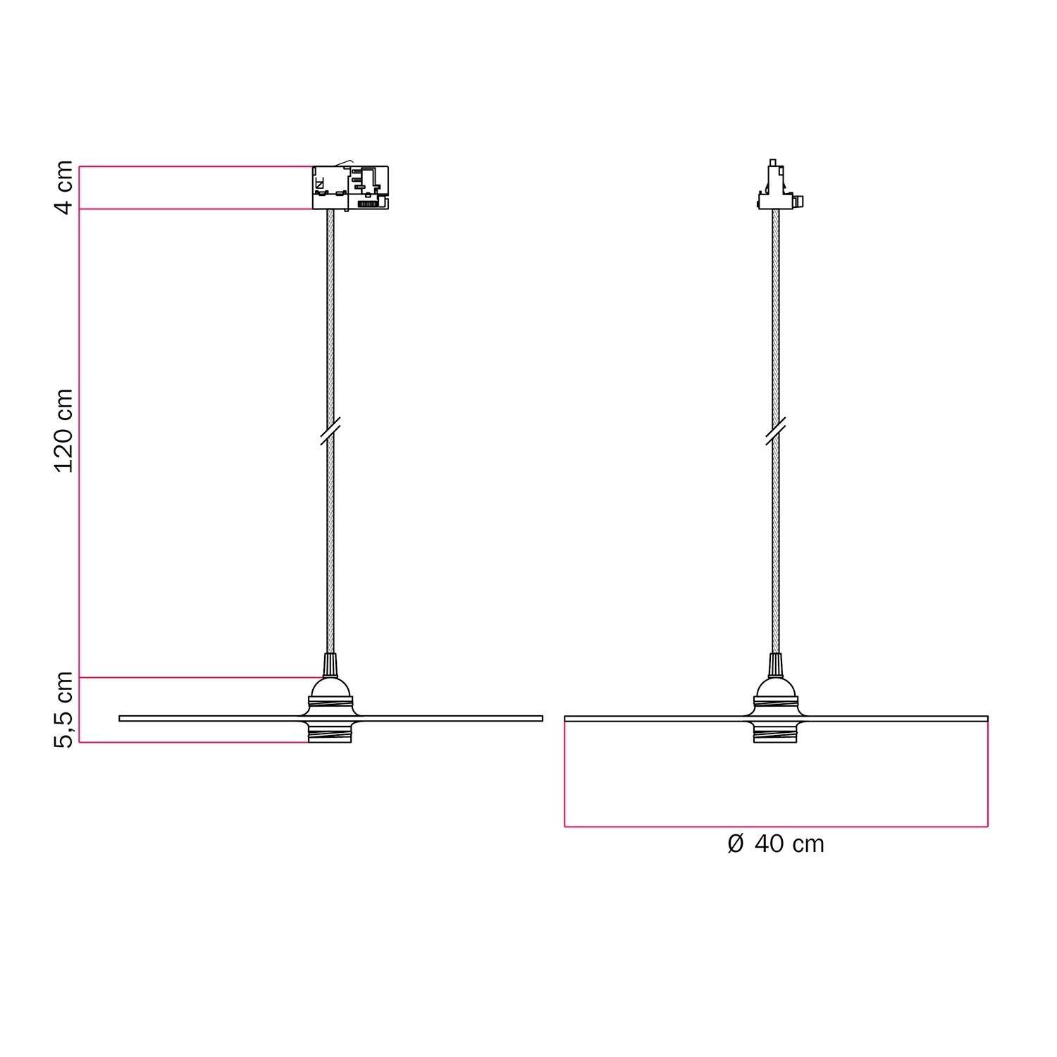 Ellepi XL track pendant lamp with shade