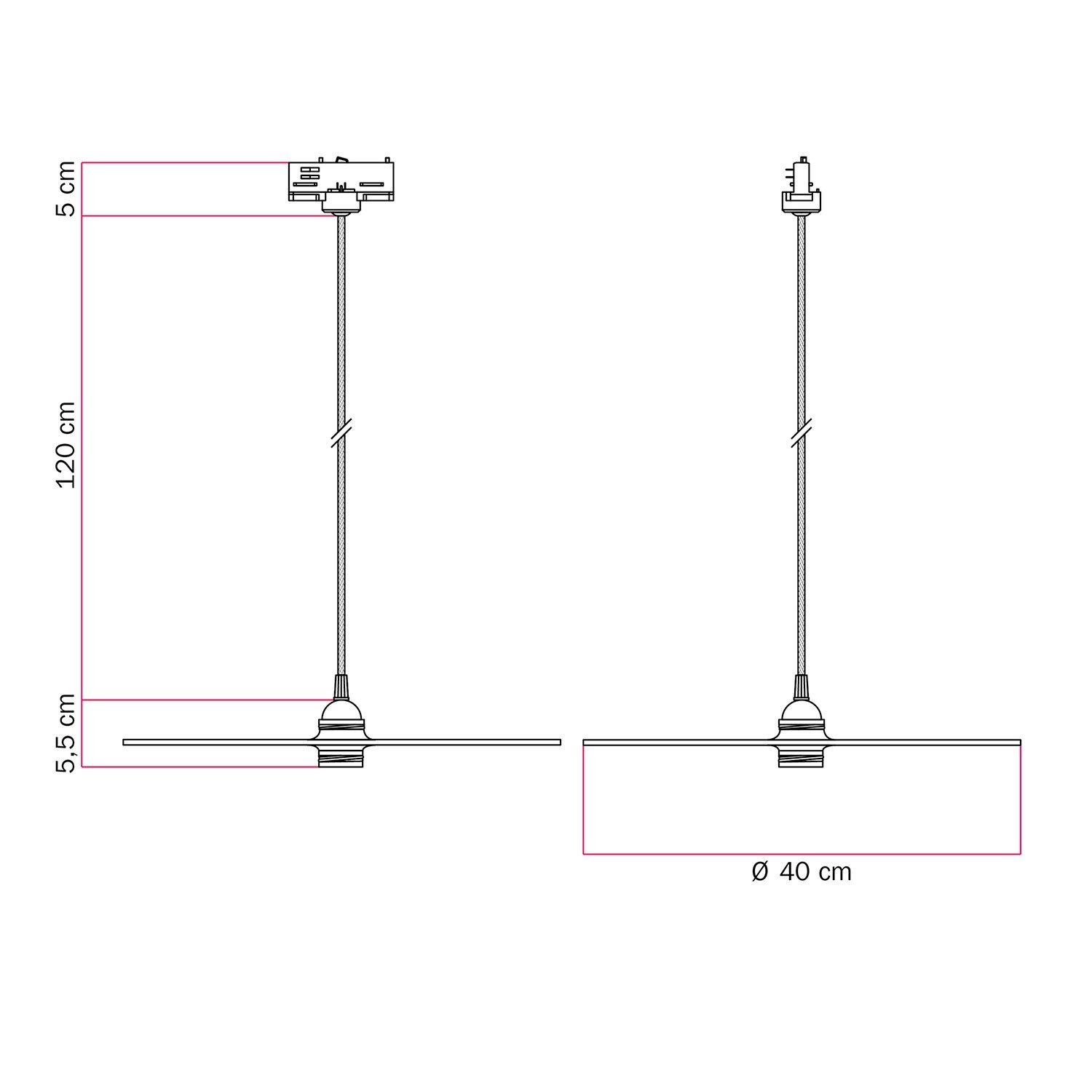 Ellepi XL track pendant lamp with shade