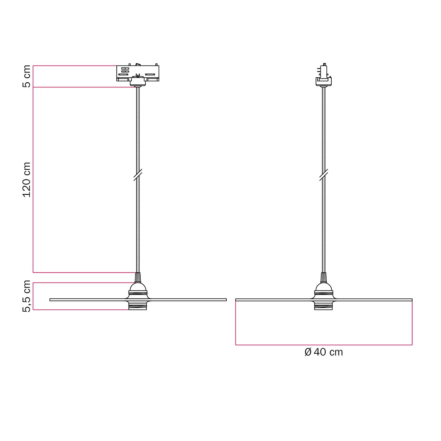 Ellepi XL track pendant lamp with shade