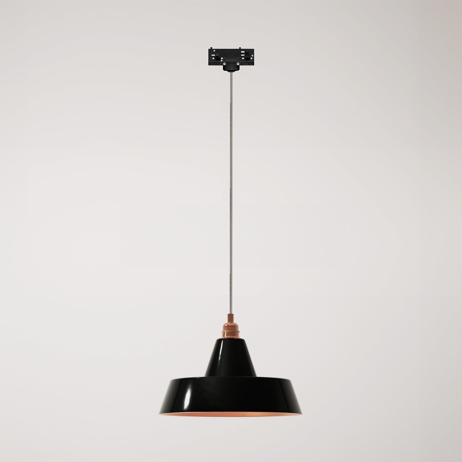 Ceramic pendant lamp for tracks with Industriale lampshade