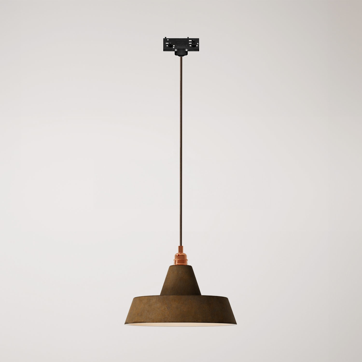 Ceramic pendant lamp for tracks with Industriale lampshade