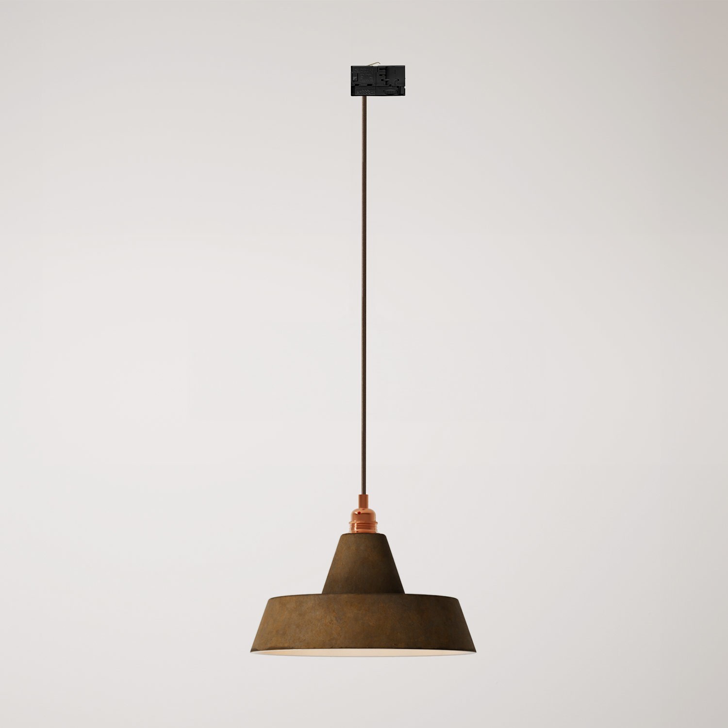 Ceramic pendant lamp for tracks with Industriale lampshade