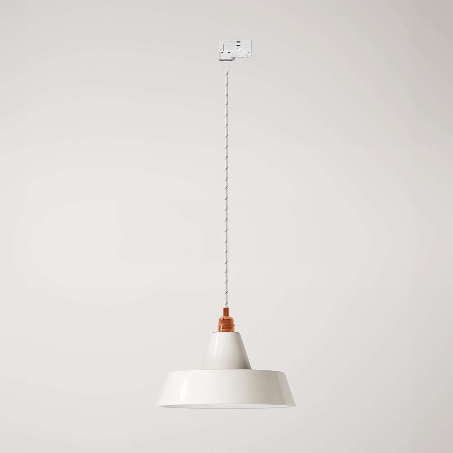 Ceramic pendant lamp for tracks with Industriale lampshade