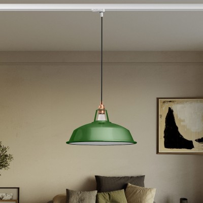 Ceramic pendant lamp for tracks with Harbour lampshade