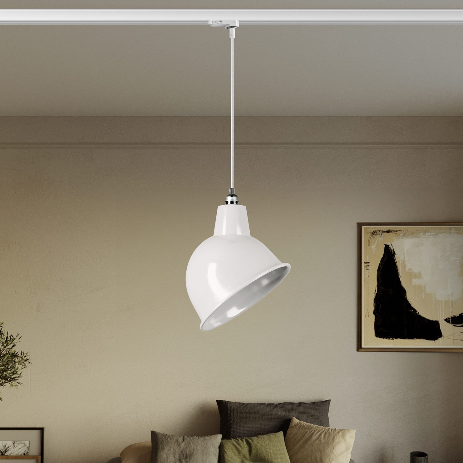 Pendant lamp for tracks with Broadway shade