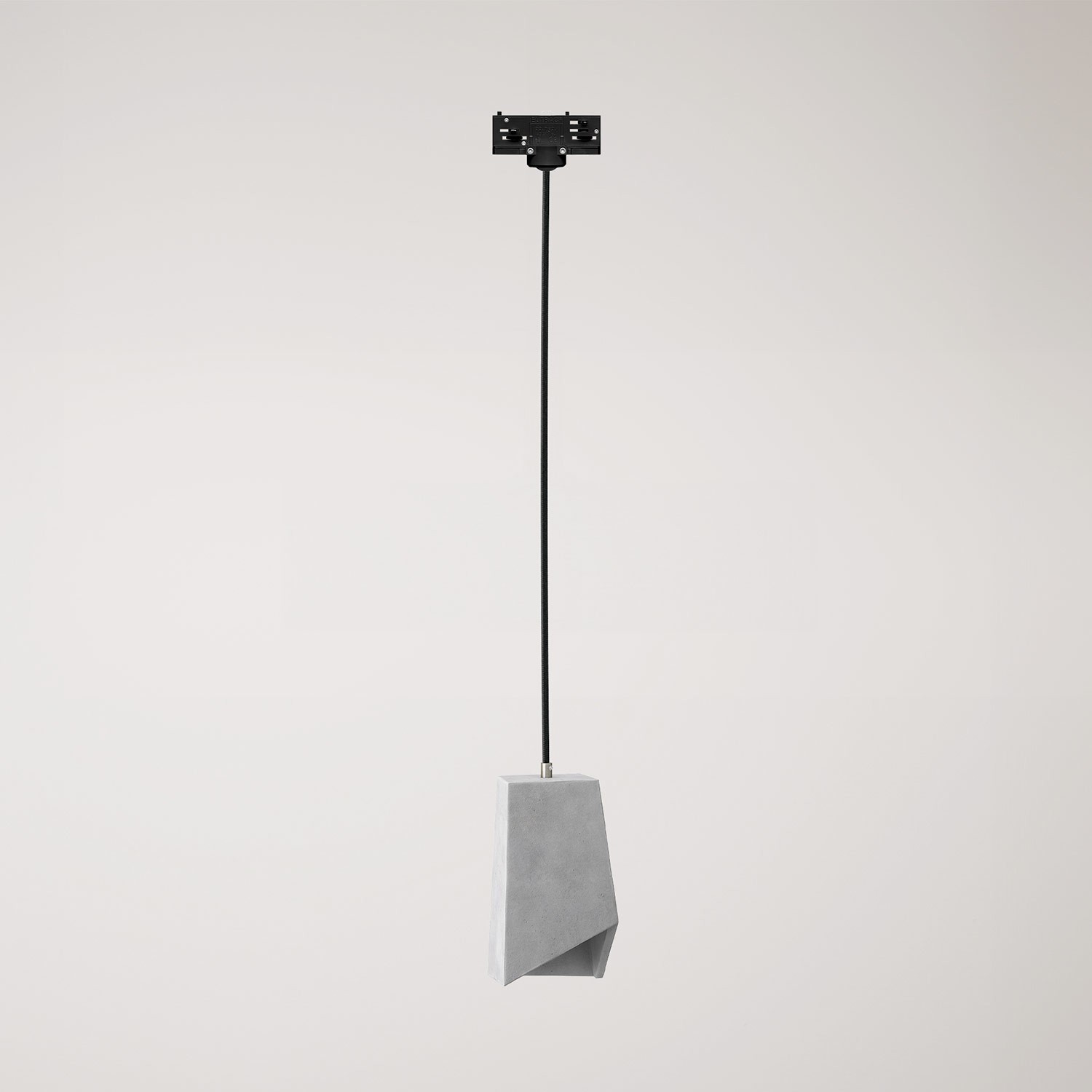 Pendant lamp for tracks with Prisma concrete lampshade