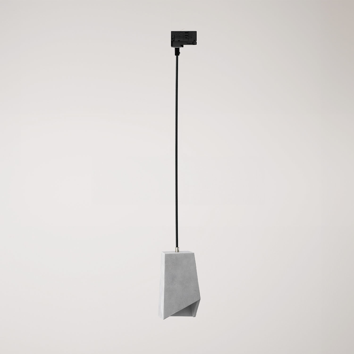 Pendant lamp for tracks with Prisma concrete lampshade