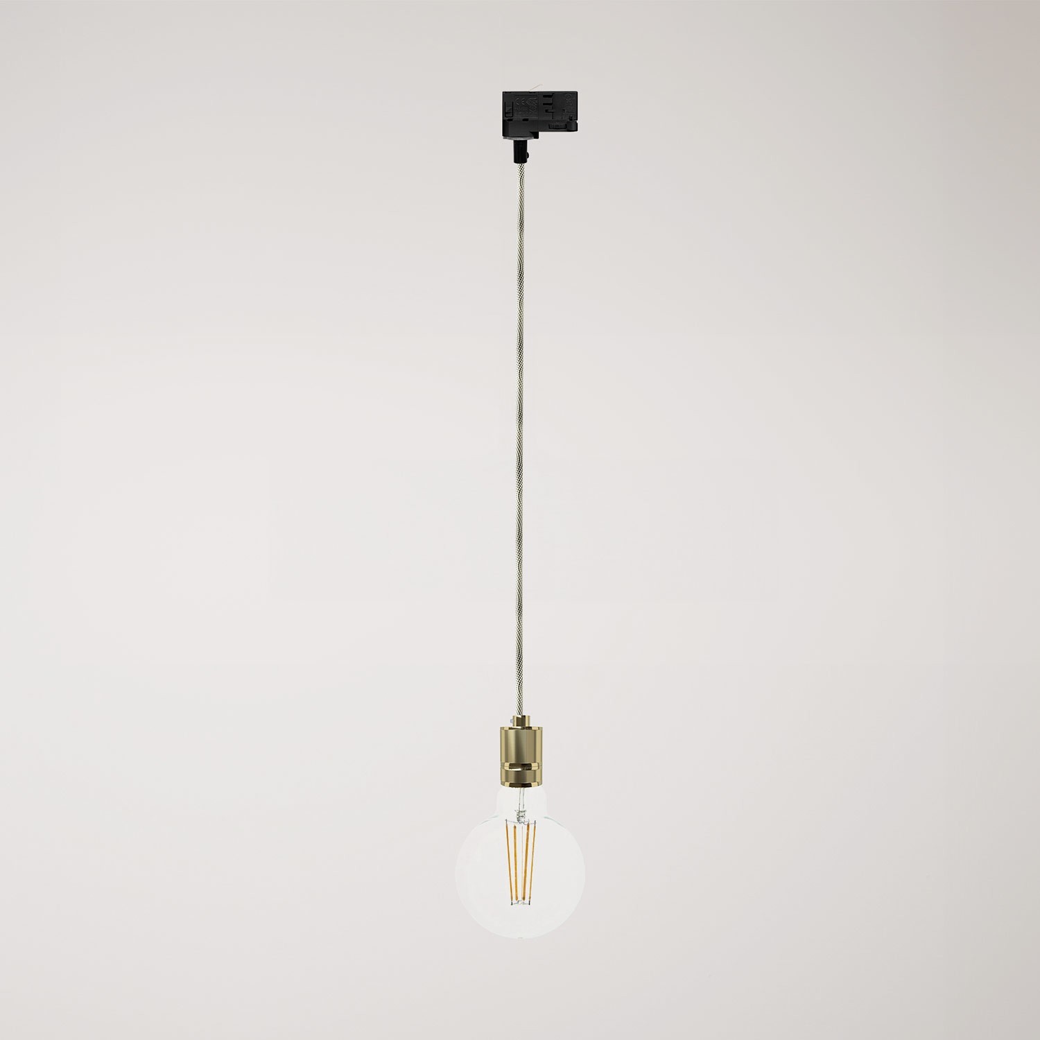 Suspension lamp with knurled aluminium lamp holder for tracks