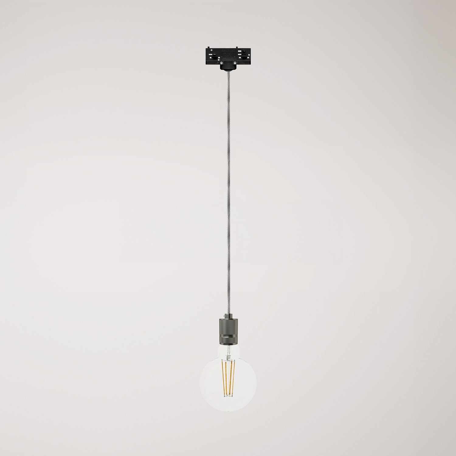 Suspension lamp with knurled aluminium lamp holder for tracks