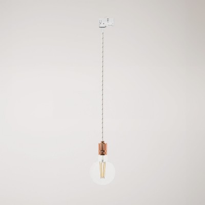 Suspension lamp with knurled aluminium lamp holder for tracks