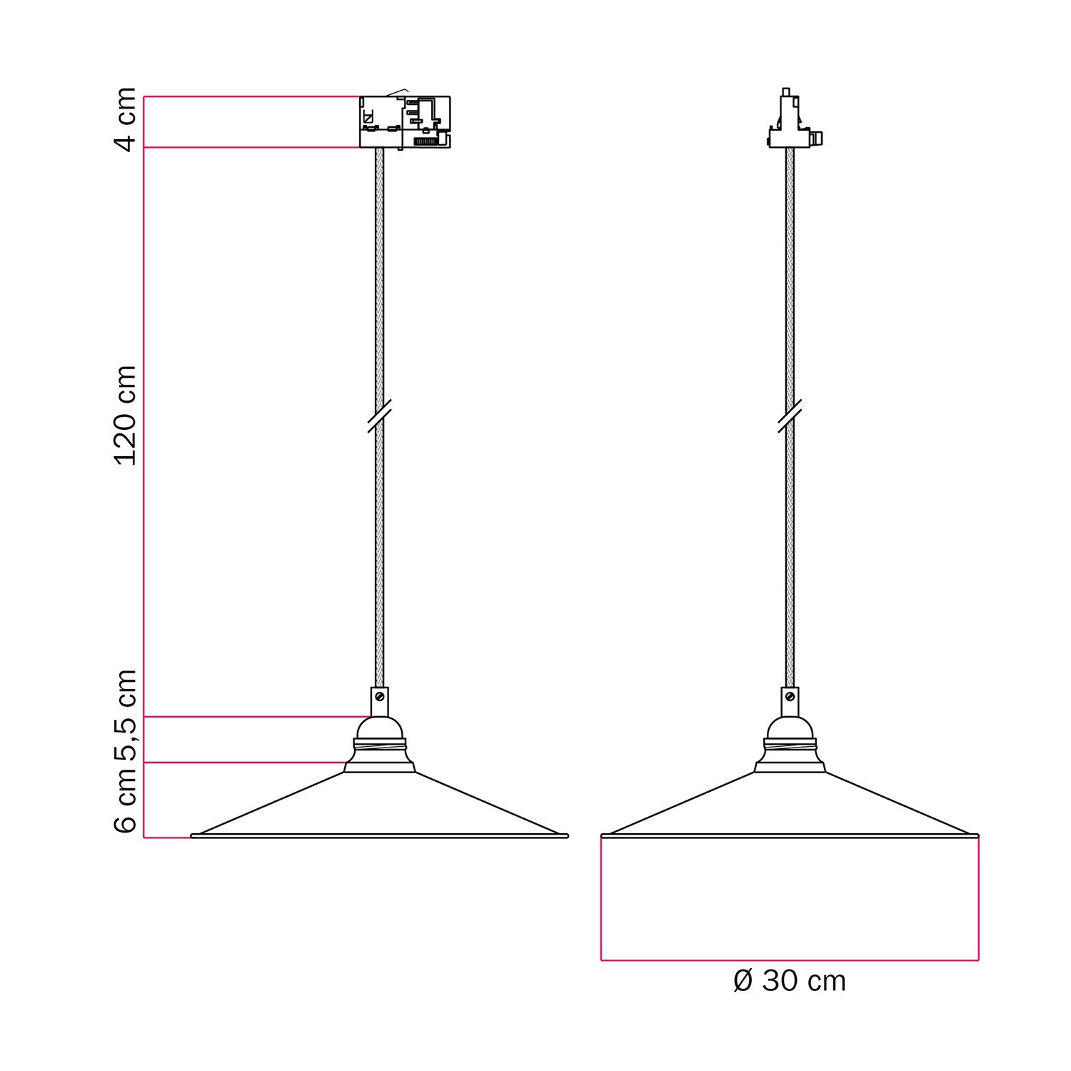 Lámpara colgante con pantalla Swing para carriles