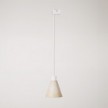 Track pendant lamp with conical wooden shade