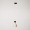 Track pendant lamp with conical wooden shade