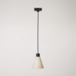 Track pendant lamp with conical wooden shade