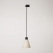 Track pendant lamp with conical wooden shade