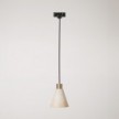 Track pendant lamp with conical wooden shade