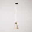 Track pendant lamp with conical wooden shade