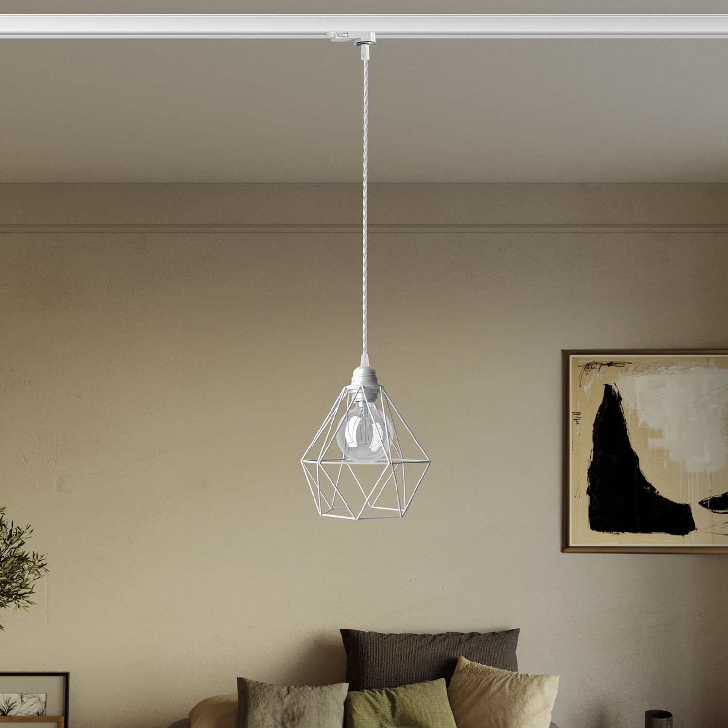 Diamond cage pendant lamp for tracks