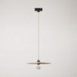 Track pendant lamp with UFO double-sided wooden shade